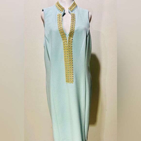 Pappagallo dress aqua blue career business office summer festive women’s 14 - Picture 4 of 11